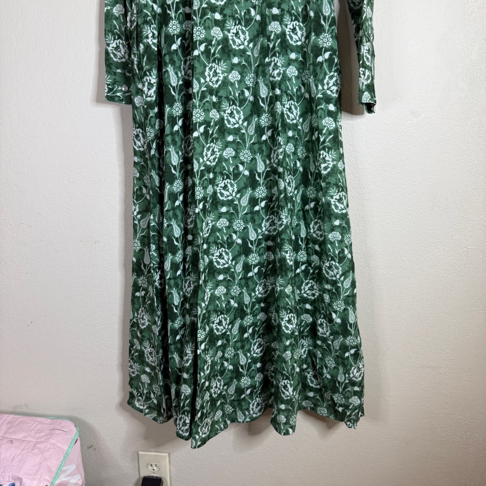 LIVRO green floral block print button front maxi shirt dress SMALL - Picture 8 of 8